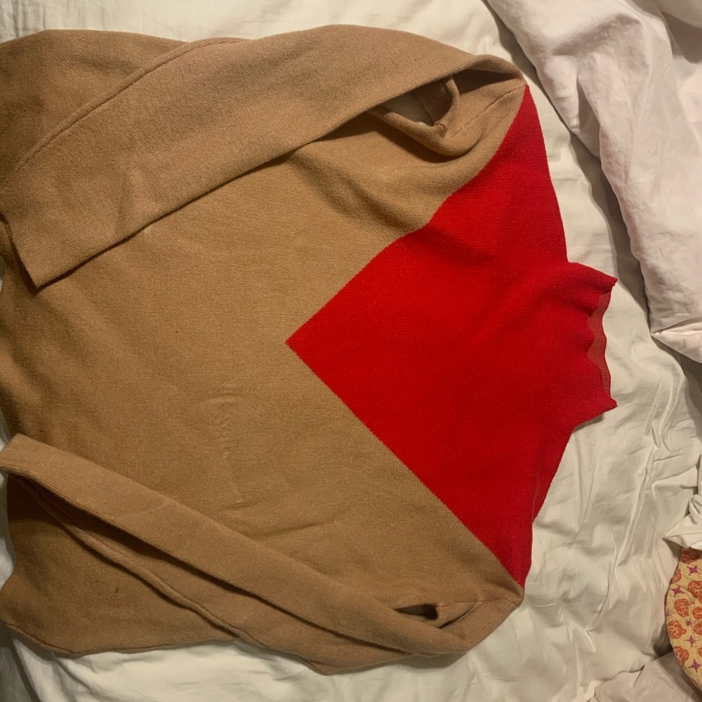 Red and cream sweater